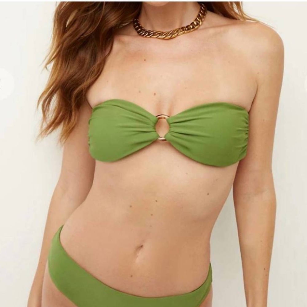 Veronica Beard Green Carper Bikini Top Size S